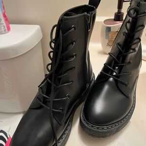 Black Lace-Up Ankle Boots